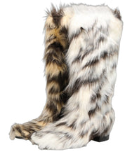 Dolce & Gabbana Botas Zapatos de Faux Fur Multicolor - EU44/US11