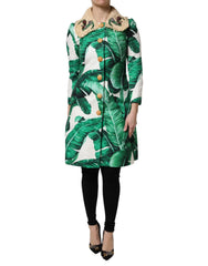 Dolce & Gabbana Multicolor Leaf Print Embellished Trenchcoat Jacket - Trench Coats
