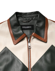 Dolce & Gabbana Multicolor Leather Full Zip men Biker Jacket - IT50 | L