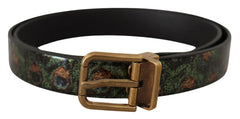 Dolce & Gabbana Multicolor Leather Vernice Pavone Bronze Metal Belt - 90 cm / 36 Inches - Belts