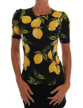 Dolce & Gabbana Multicolor Lemon Silk Stretch T-Shirt - IT36|XXS - Blouses