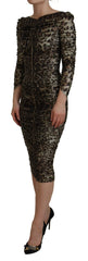 Dolce & Gabbana Multicolor Leopard Bodycon Sheath Midi Dress - IT38 | XS - Dresses
