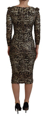 Dolce & Gabbana Multicolor Leopard Bodycon Sheath Midi Dress - IT38 | XS - Dresses