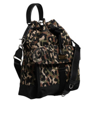 Dolce & Gabbana Multicolor Leopard Cotton Shoulder Bucket Bag - Bucket Bags