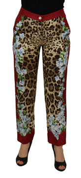 Dolce & Gabbana Multicolor Leopard Flora Printed Mid Waist Trouser Pants - IT40|S - Trousers