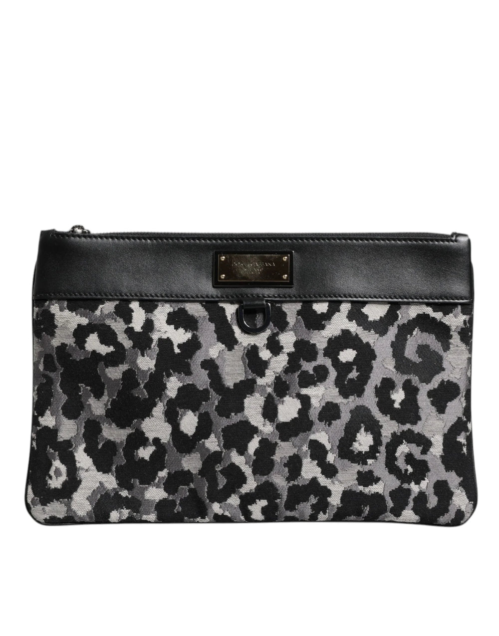 Dolce & Gabbana Multicolor Leopard Jacquard Logo Plaque Men Pouch Bag - Clutch Bags