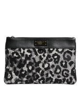 Dolce & Gabbana Multicolor Leopard Jacquard Logo Plaque Men Pouch Bag - Clutch Bags