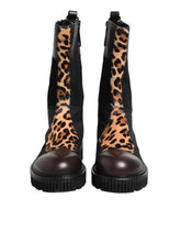 Dolce & Gabbana Multicolor Leopard Mid Calf Boots Shoes - EU44/US11 - Boots