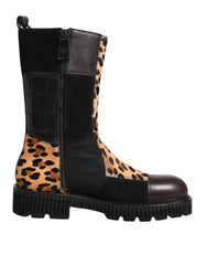 Dolce & Gabbana Multicolor Leopard Mid Calf Boots Shoes - EU44/US11