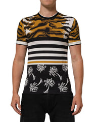 Dolce & Gabbana Multicolor Leopard Palm Leaf Men Crew Neck T-shirt - IT44 | XS - T-Shirts