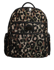 Dolce & Gabbana Multicolor Leopard Print DG Logo Plaque Men Backpack Bag - Backpacks