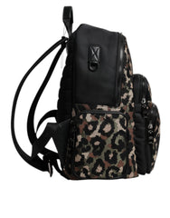 Dolce & Gabbana Multicolor Leopard Print DG Logo Plaque Men Backpack Bag - Backpacks