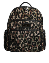 Dolce & Gabbana Multicolor Leopard Print DG Logo Plaque Men Backpack Bag - Backpacks