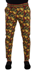 Dolce & Gabbana Multicolor Logo Mania Cotton Tapered Trouser Pants - IT48 | M - Trousers