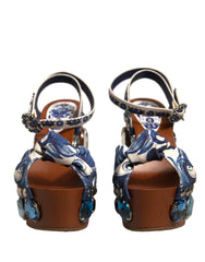 Dolce & Gabbana Multicolor Majolica Embellished Wedge Sandals Shoes - EU36/US6 - Sandals