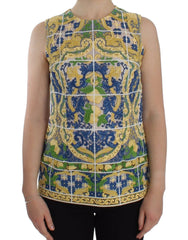 Dolce & Gabbana Multicolor Majolica Embroidered Sweater - IT40|S - Tank Tops