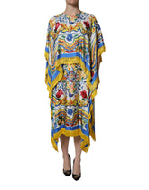 Dolce & Gabbana Multicolor Majolica Kaftan Short Sleeves Maxi Dress - Dresses