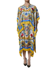 Dolce & Gabbana Multicolor Majolica Kaftan Short Sleeves Maxi Dress - Dresses