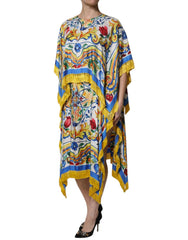 Dolce & Gabbana Multicolor Majolica Kaftan Short Sleeves Maxi Dress - Dresses