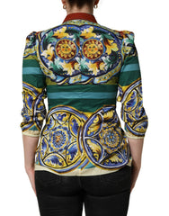Dolce & Gabbana Multicolor Majolica Print Cotton Blouse Top