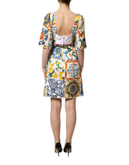 Dolce & Gabbana Multicolor Majolica Print Cotton Mini Dress - IT36|XXS