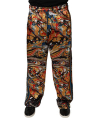 Dolce & Gabbana Multicolor Marble Satin Men Tracksuit Pants - Track Pants