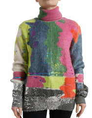 Dolce & Gabbana Multicolor Mohair Turtleneck Pullover Sweater - IT38 | XS - Sweaters