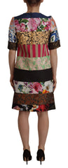 Dolce & Gabbana Multicolor Pachwork Floral Sheath Jaquard Mini Gown Dress - Dresses