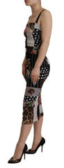 Dolce & Gabbana Multicolor Pachwork Midi Floral Silk Leopard Bodycon Dress - IT40|S - Dresses