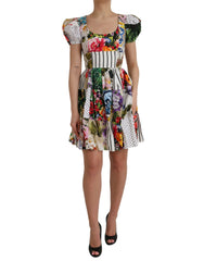 Dolce & Gabbana Multicolor Patchwork Cotton Aline Mini Dress - IT38 | XS - Dresses