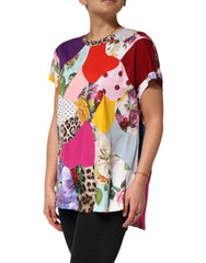 Dolce & Gabbana Multicolor Patchwork Cotton Silk Blouse Top - Blouses