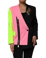 Dolce & Gabbana Multicolor Patchwork Embellished Coat Jacket - Sport Jackets