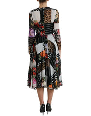 Dolce & Gabbana Multicolor Patchwork Floral Leopard Dress - IT36|XXS - Dresses
