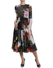Dolce & Gabbana Multicolor Patchwork Floral Leopard Dress - IT36|XXS - Dresses