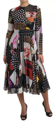 Dolce & Gabbana Multicolor Patchwork Floral Leopard Dress - IT46|XL - Dresses