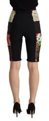 Dolce & Gabbana Multicolor Patchwork High Waist Cropped Pants - Shorts