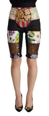 Dolce & Gabbana Multicolor Patchwork High Waist Cropped Pants - Shorts