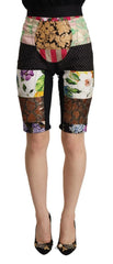 Dolce & Gabbana Multicolor Patchwork High Waist Cropped Pants - Shorts