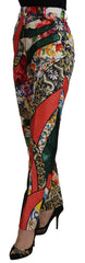 Dolce & Gabbana Multicolor Patchwork Jacquard High Waist Pants - Trousers