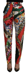 Dolce & Gabbana Multicolor Patchwork Jacquard High Waist Pants - Trousers