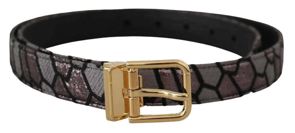 Dolce & Gabbana Multicolor Patchwork Leather Gold Jaquard Belt - 90 cm / 36 Inches - Belts