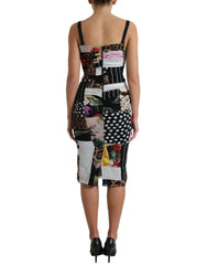 Dolce & Gabbana Multicolor Patchwork Midi Floral Leopard Bodycon Dress - IT40|S - Dresses