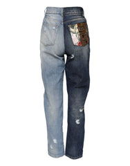 Dolce & Gabbana Multicolor Patchwork Tapered Denim Jeans - IT38 | XS - Jeans