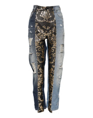 Dolce & Gabbana Multicolor Patchwork Tapered Denim Jeans - IT38 | XS - Jeans