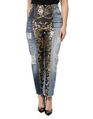 Dolce & Gabbana Multicolor Patchwork Tapered Denim Jeans - IT40|S - Jeans