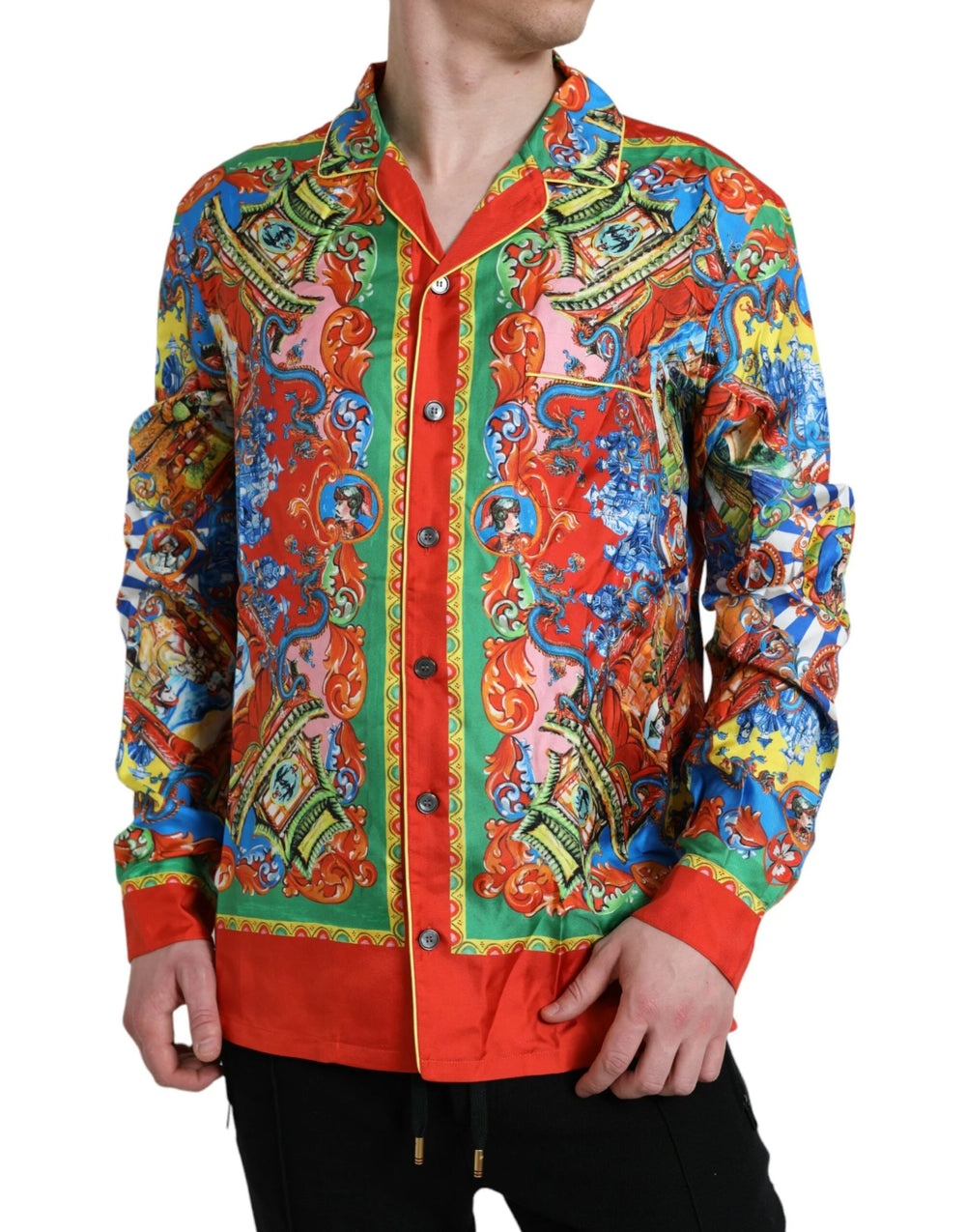 Dolce & Gabbana Multicolor Patterned Button Down Casual Shirt - IT5 | M - Shirts