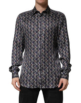Dolce & Gabbana Multicolor Patterned Collared GOLD Men Dress Shirt - IT42 | XL
