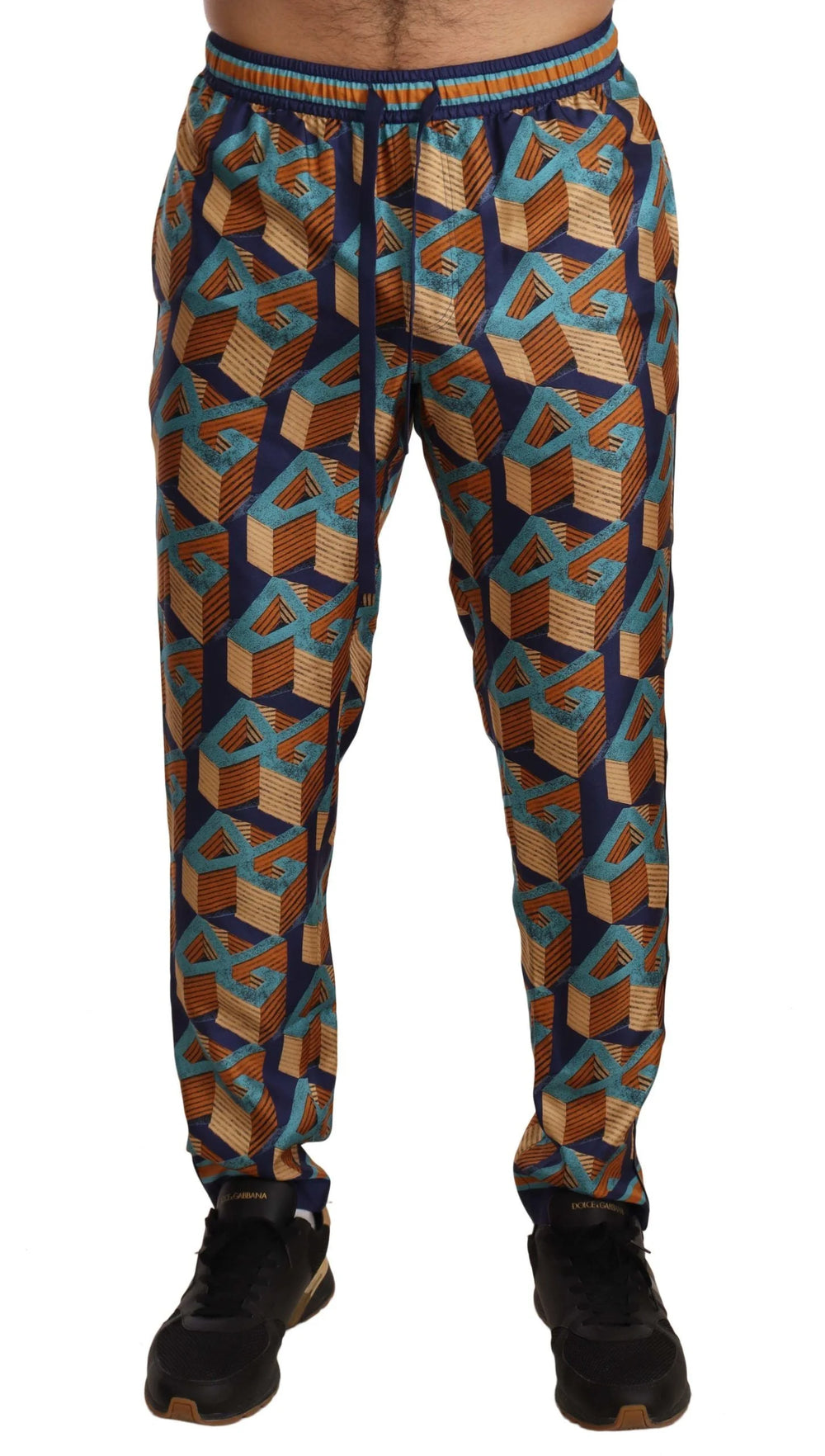 Dolce & Gabbana Multicolor Patterned Joggers Silk Pants - Joggers