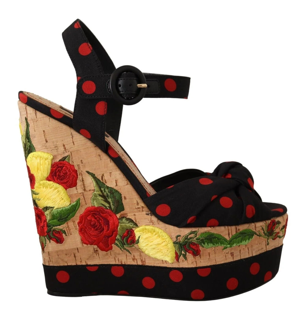 Dolce & Gabbana Multicolor Platform Wedges Sandals Charmeuse Shoes - EU37/US6.5 - Heels