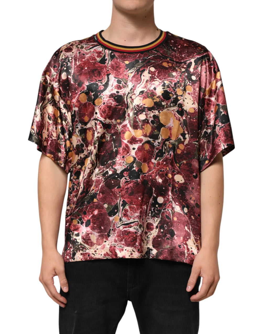 Dolce & Gabbana Multicolor Polyester Marble Print Oversize T-shirt - T-Shirts
